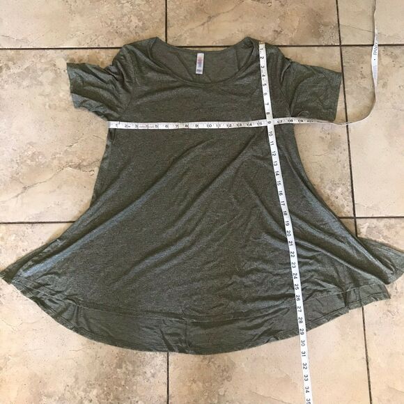 LuLaRoe Womens Top Size Small Perfect T Tunic Olive Shirt Green Heathered Solid - Picture 3 of 5
